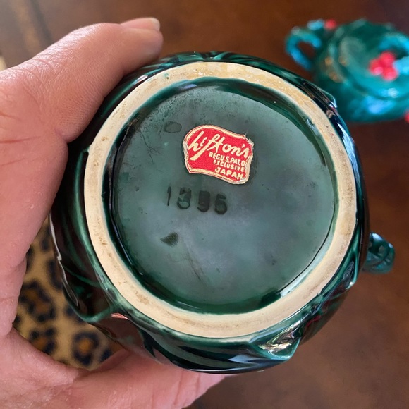 Vintage Lefton Set Creamer & Sugar bowl w/lid-Holly Berries #1355 - Picture 8 of 16